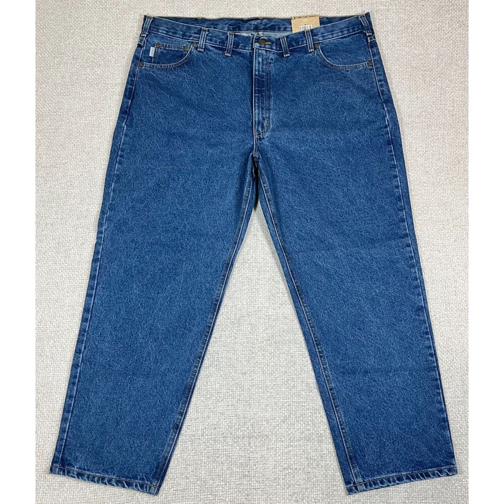 NEW Carhartt Jeans Men's 46x30 Relaxed Fit Tapered Leg Blue Denim B17 Workwear